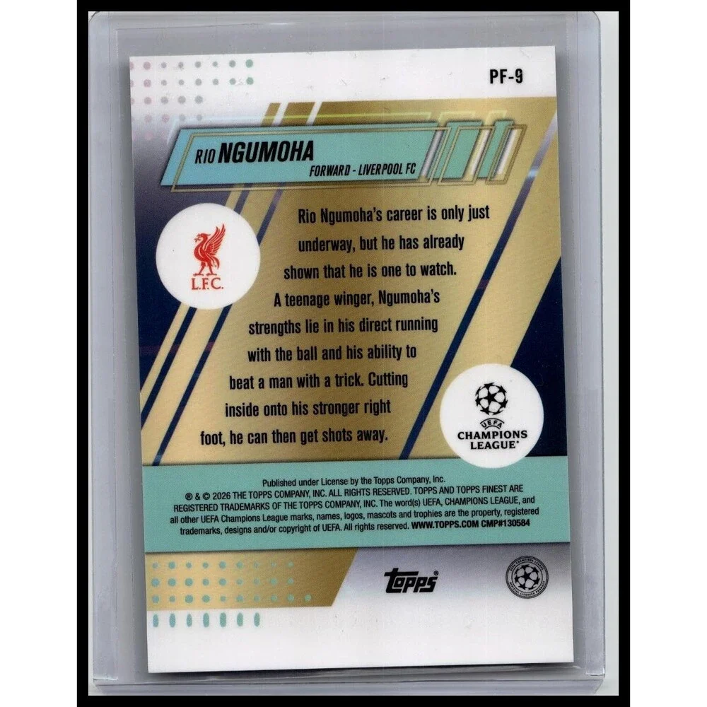 2025-26 Finest UEFA Rio Ngumoha #PF-9 Liverpool Prized Footballers Green #/99
